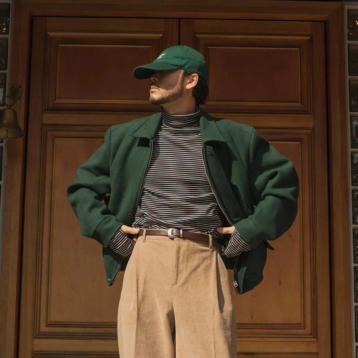 Turtleneck Black And White Striped Shirt