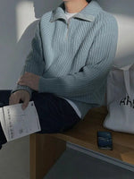 Turtleneck Half-zip Lapel Sweater