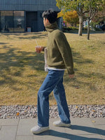 Turtleneck Half-zip Lapel Sweater