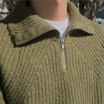 Turtleneck Half-zip Lapel Sweater