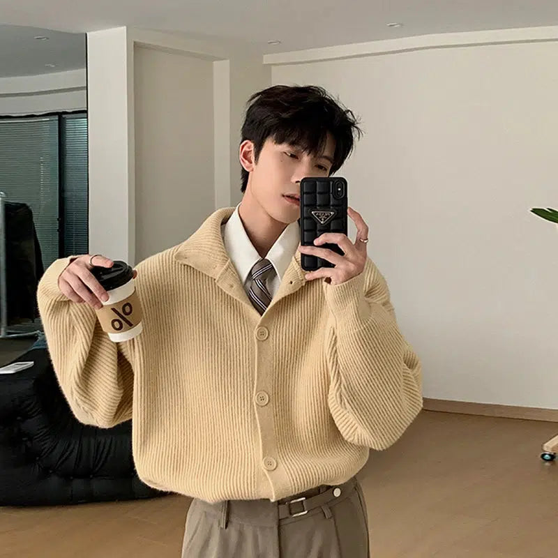 Turtleneck Lapel Knitted Cardigan