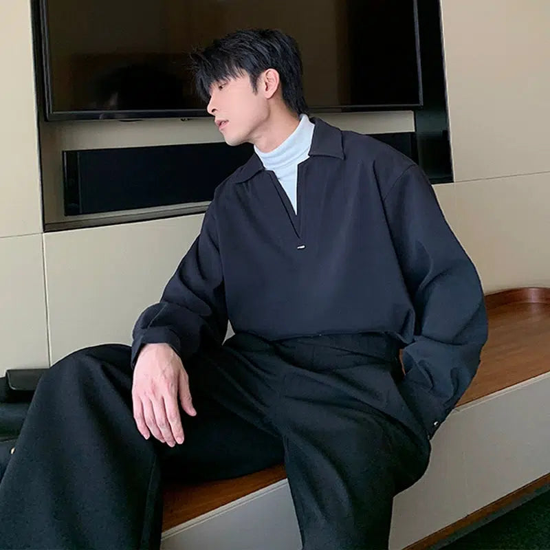 Turtleneck Patchwork Long Sleeve Shirt