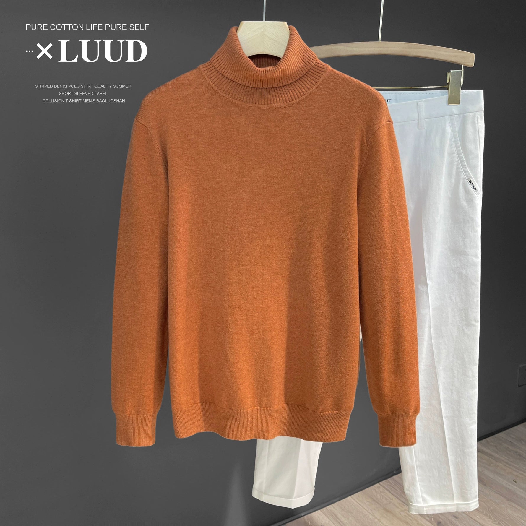 Turtleneck Slim Fit Flannel Sweater