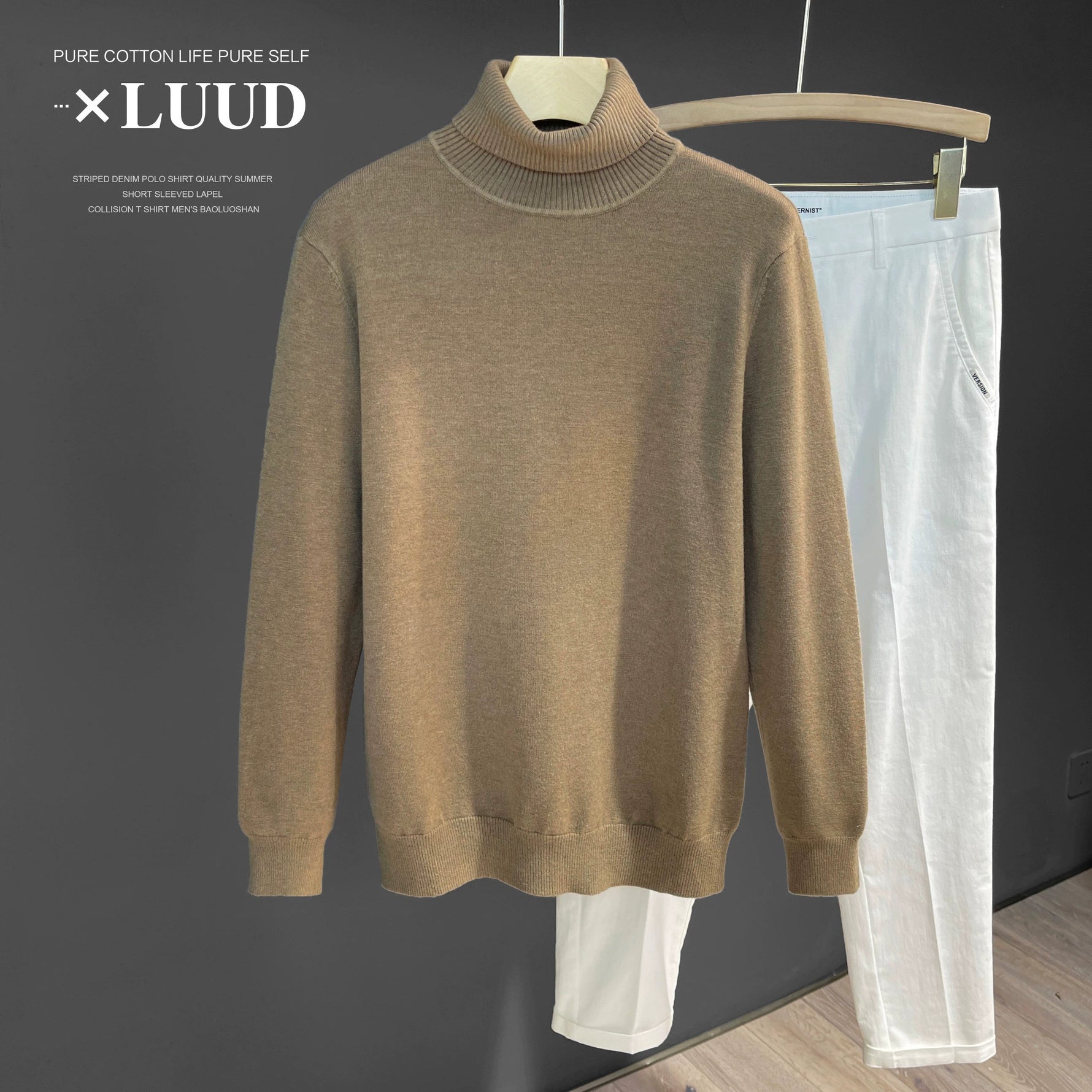 Turtleneck Slim Fit Flannel Sweater