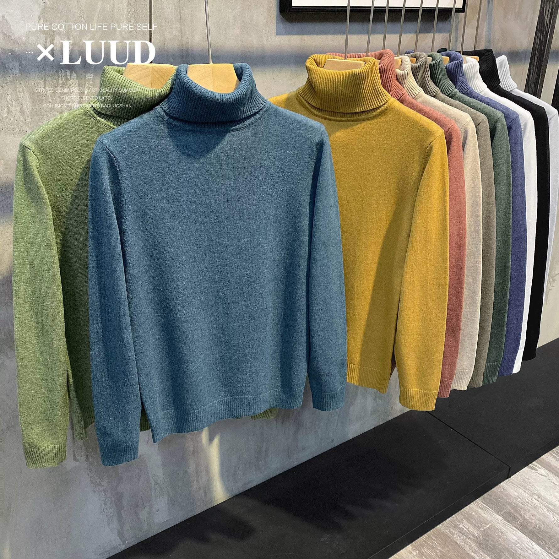 Turtleneck Slim Fit Flannel Sweater