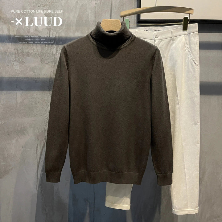 Turtleneck Slim Fit Flannel Sweater