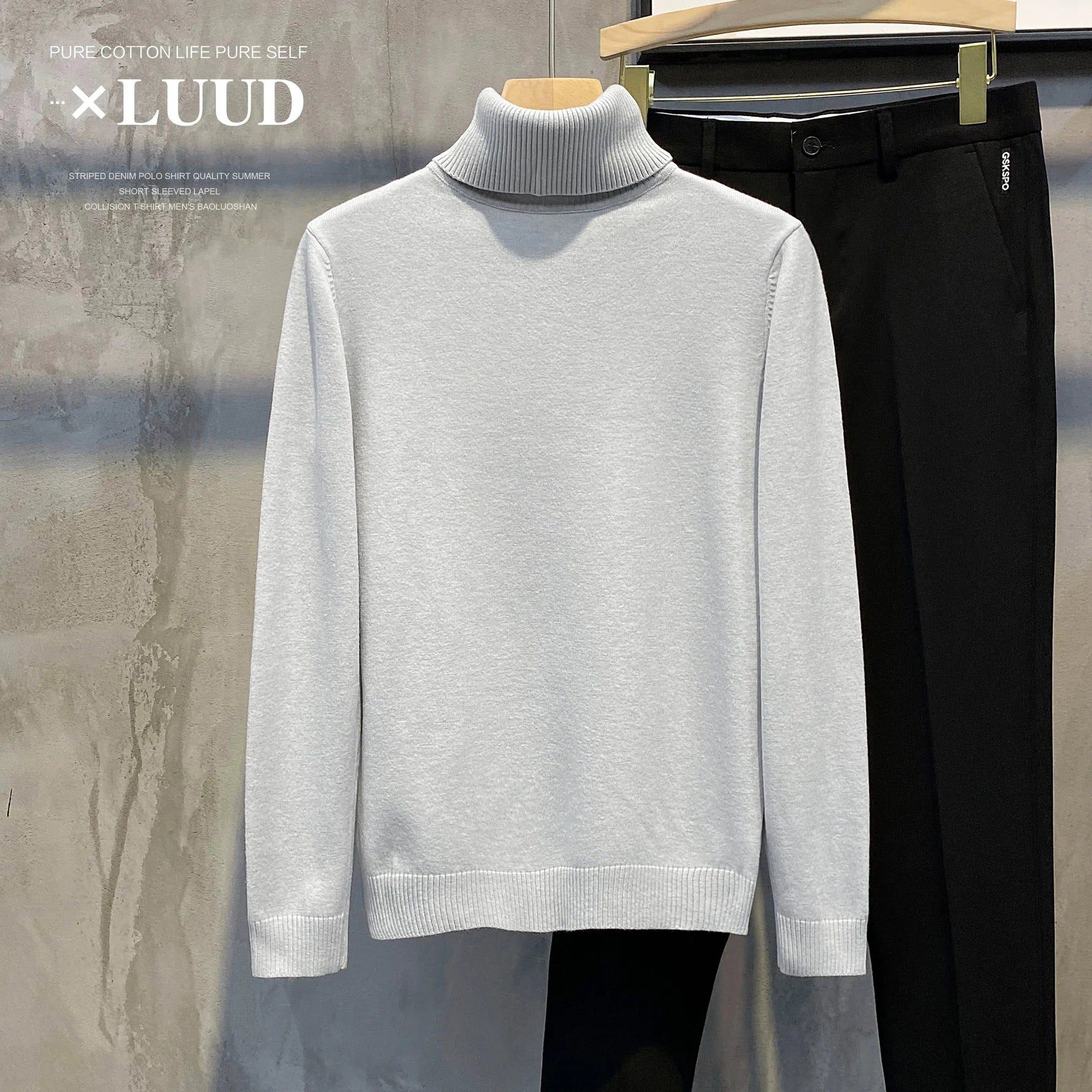 Turtleneck Slim Fit Flannel Sweater