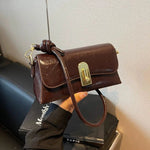 Twist Lock Closure Leather Shoulder Bag