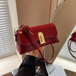 Twist Lock Closure Leather Shoulder Bag