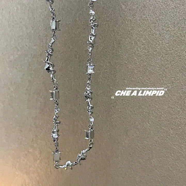 Twisted Geometric Link Necklace