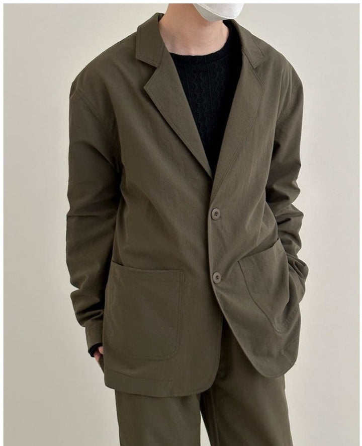 Two-Piece Set Elastic Collar Suit