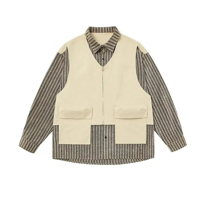 Two Piece Striped Patchwork Shirt