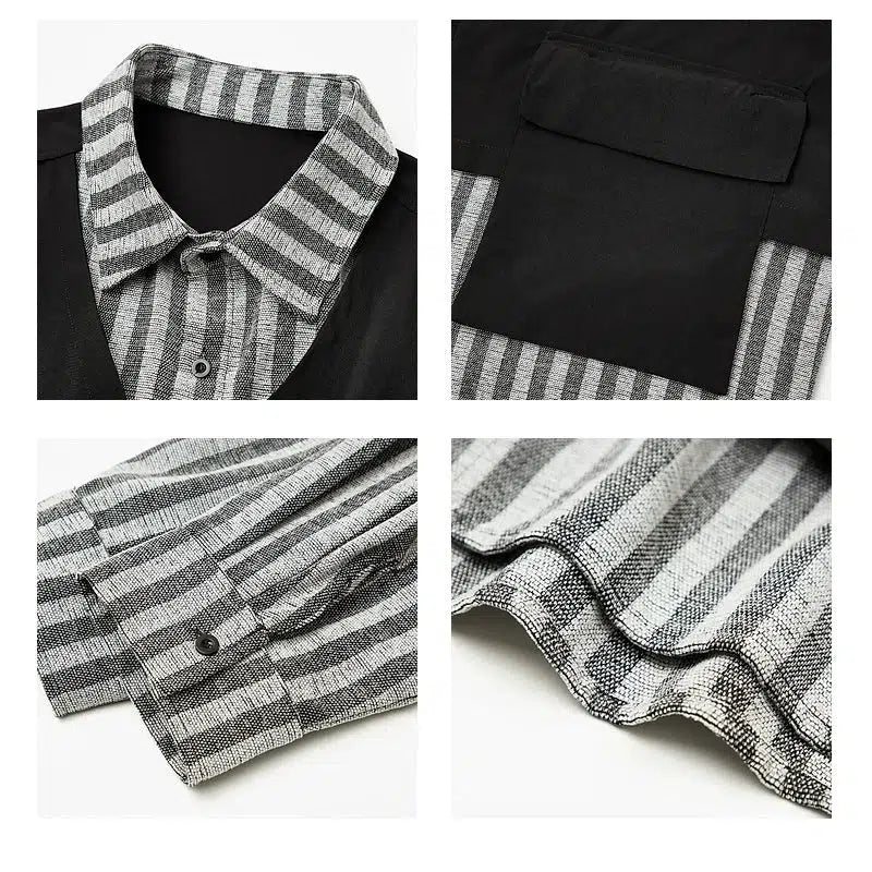 Two Piece Striped Patchwork Shirt