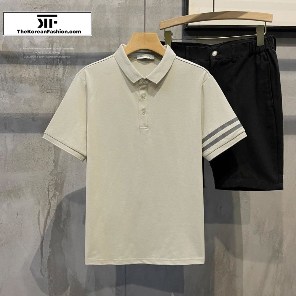 Two-bar Lapel Polo Shirt