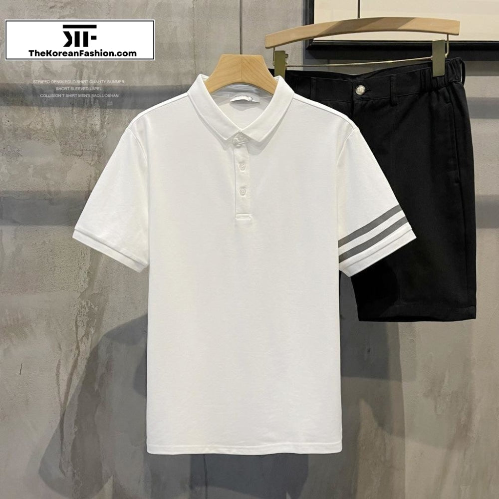 Two-bar Lapel Polo Shirt