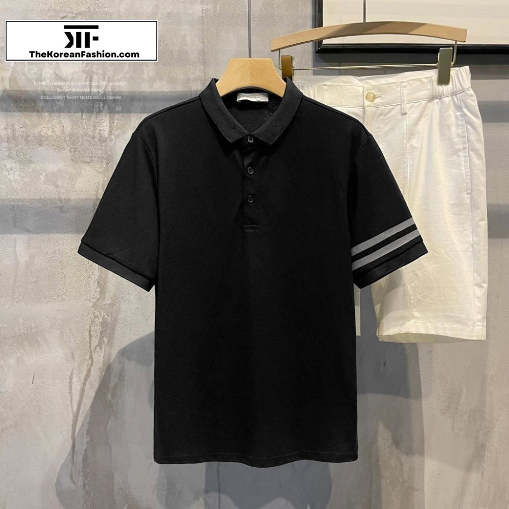Two-bar Lapel Polo Shirt