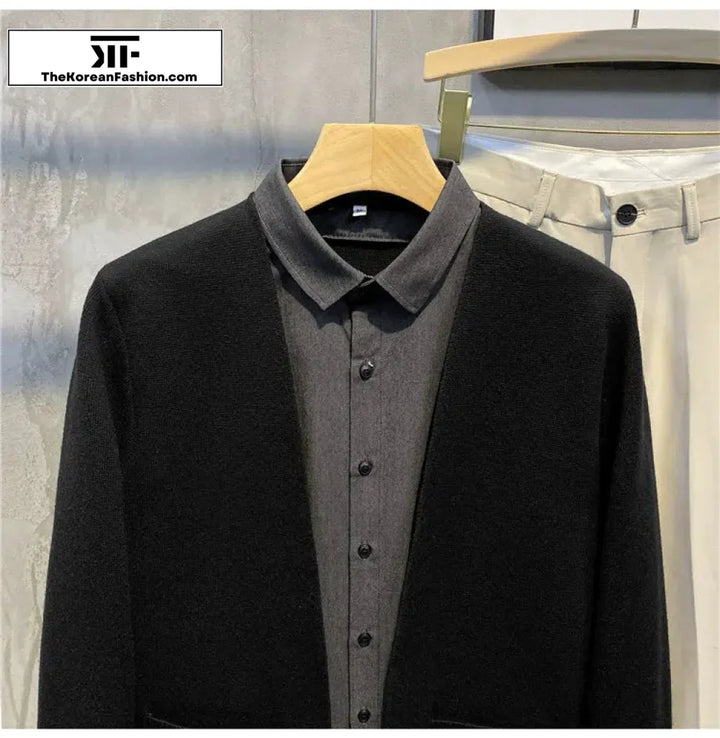 Two-piece Casual Lapel Knitted Cardigan