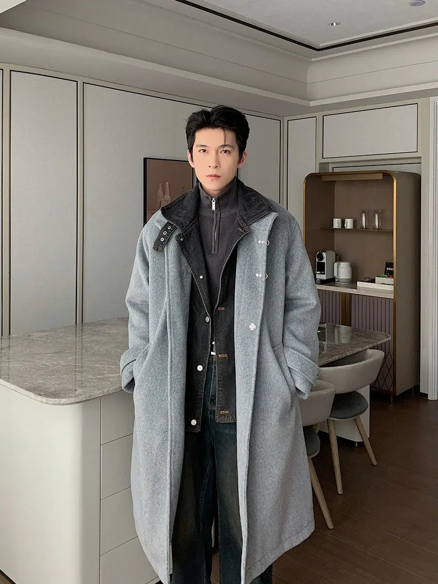 Two-piece Denim Woolen Coat