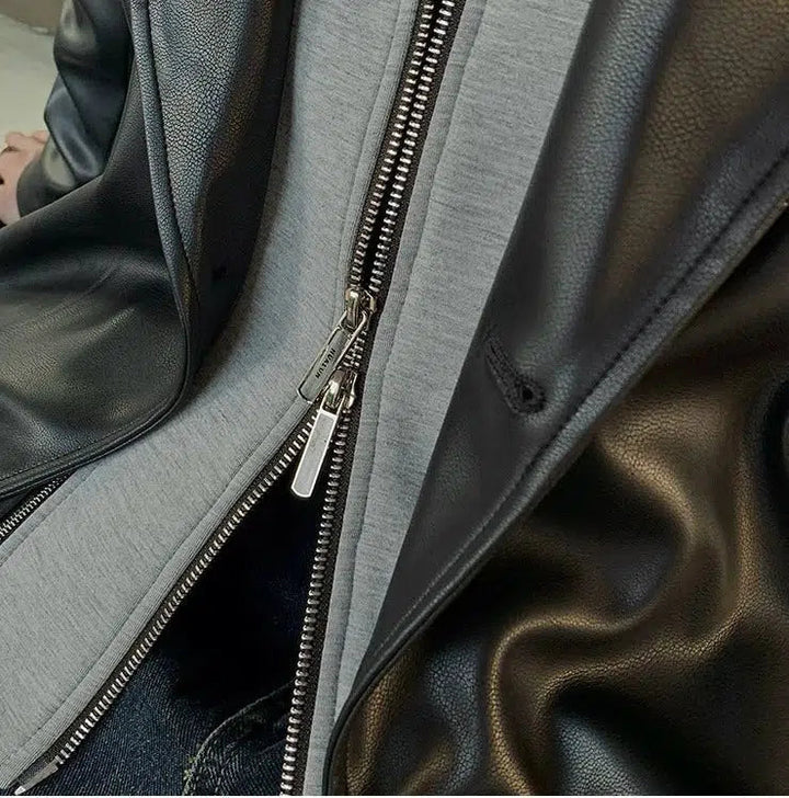 Two-piece Hooded Faux Leather Coat