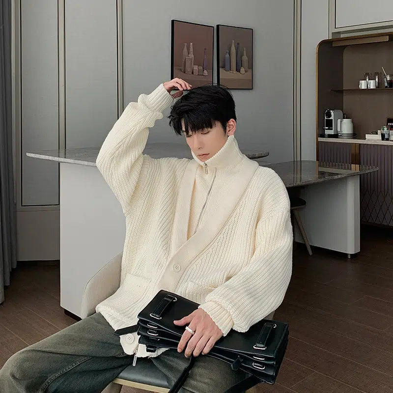 Two-piece Turtleneck Cardigan Jacket