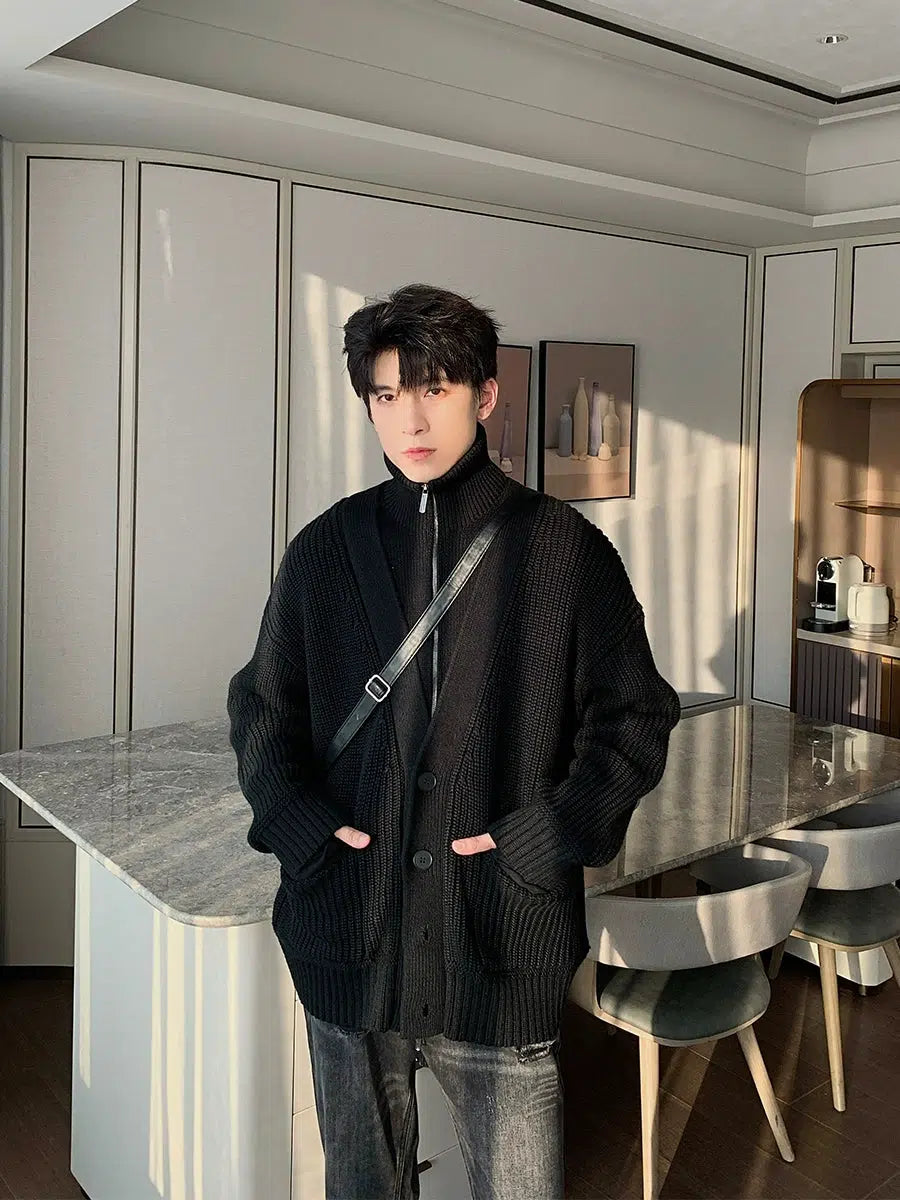 Two-piece Turtleneck Cardigan Jacket