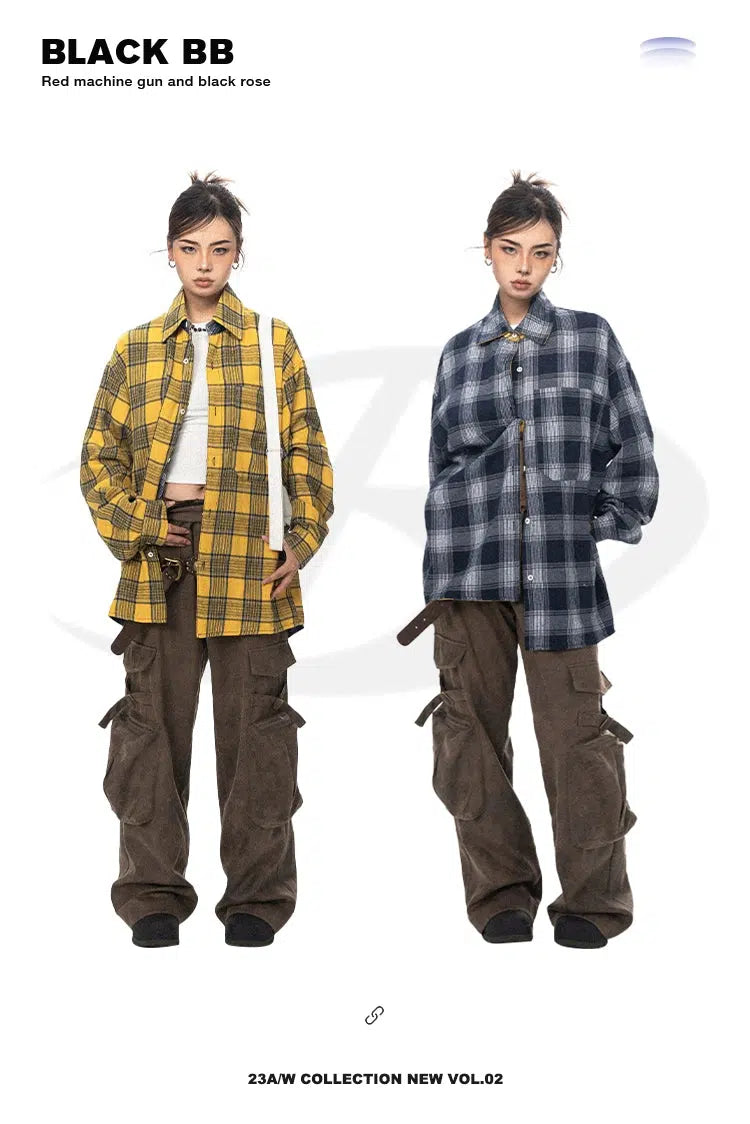 Two-sided Embroidered Plaid Shirt