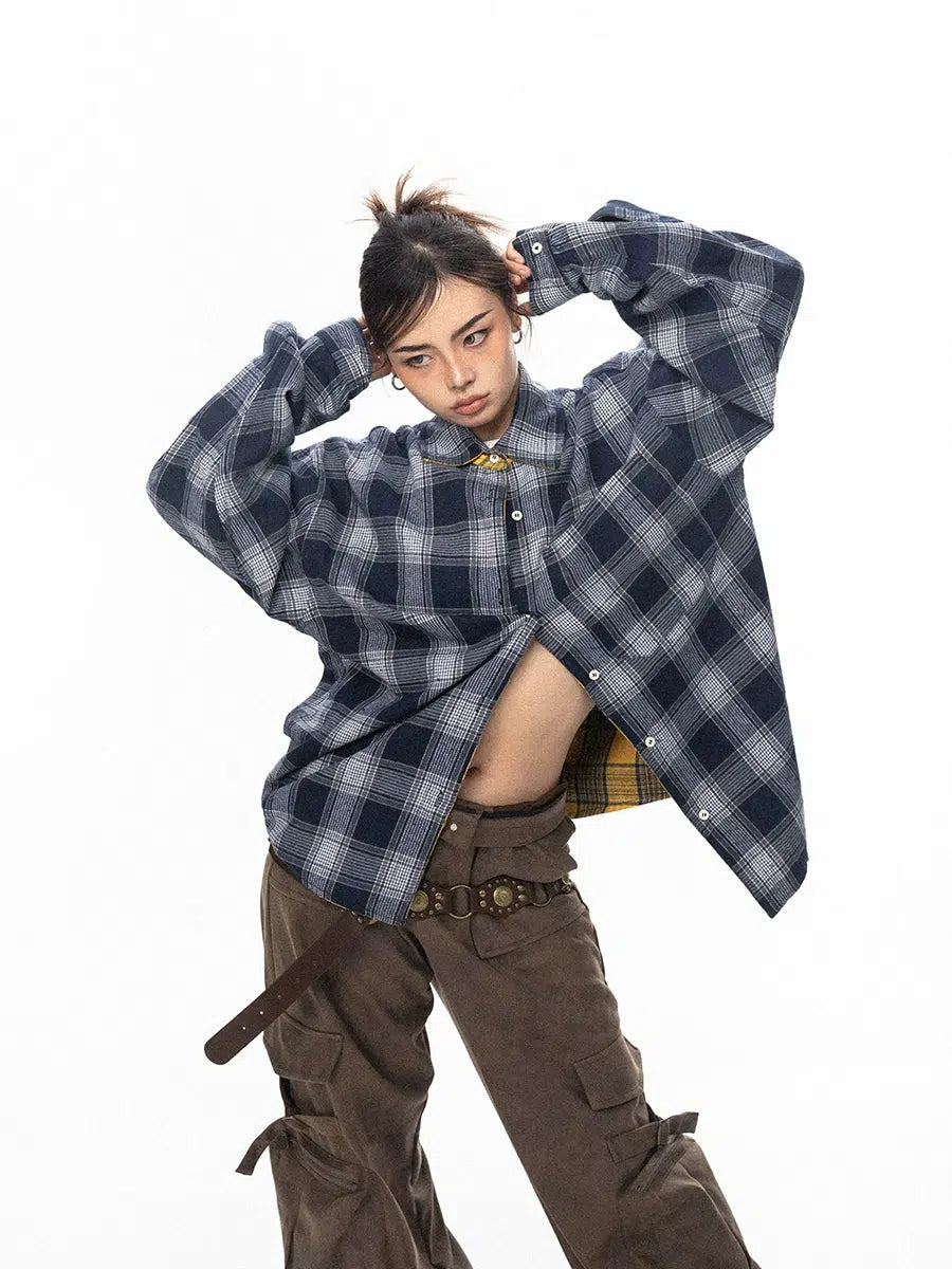 Two-sided Embroidered Plaid Shirt