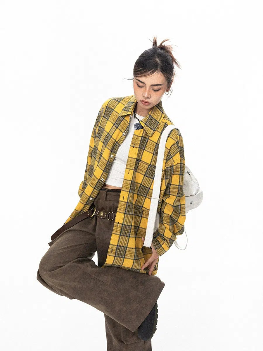 Two-sided Embroidered Plaid Shirt