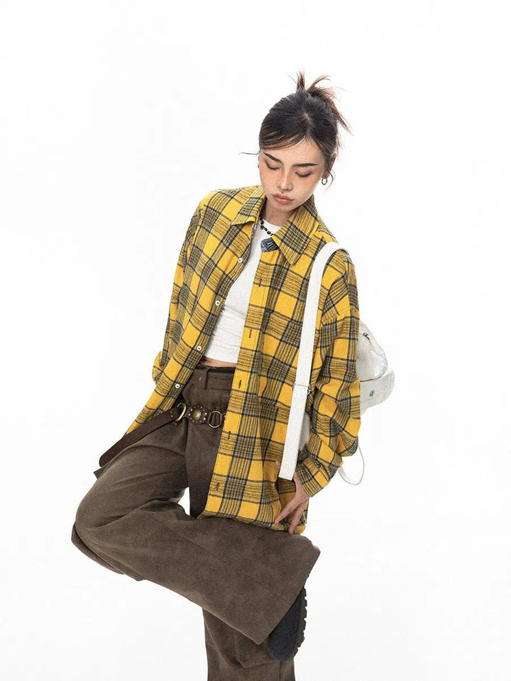 Two-sided Embroidered Plaid Shirt