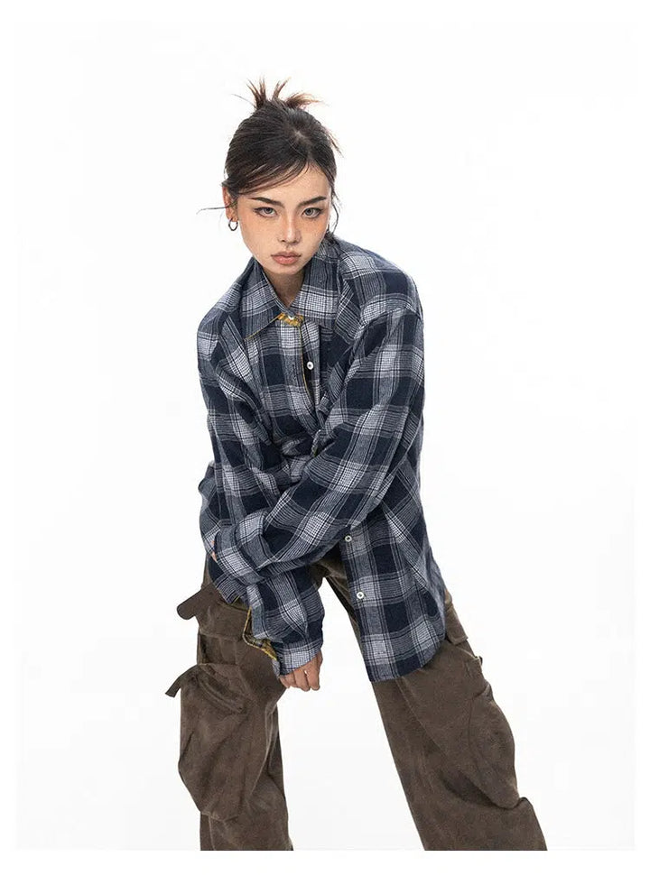 Two-sided Embroidered Plaid Shirt