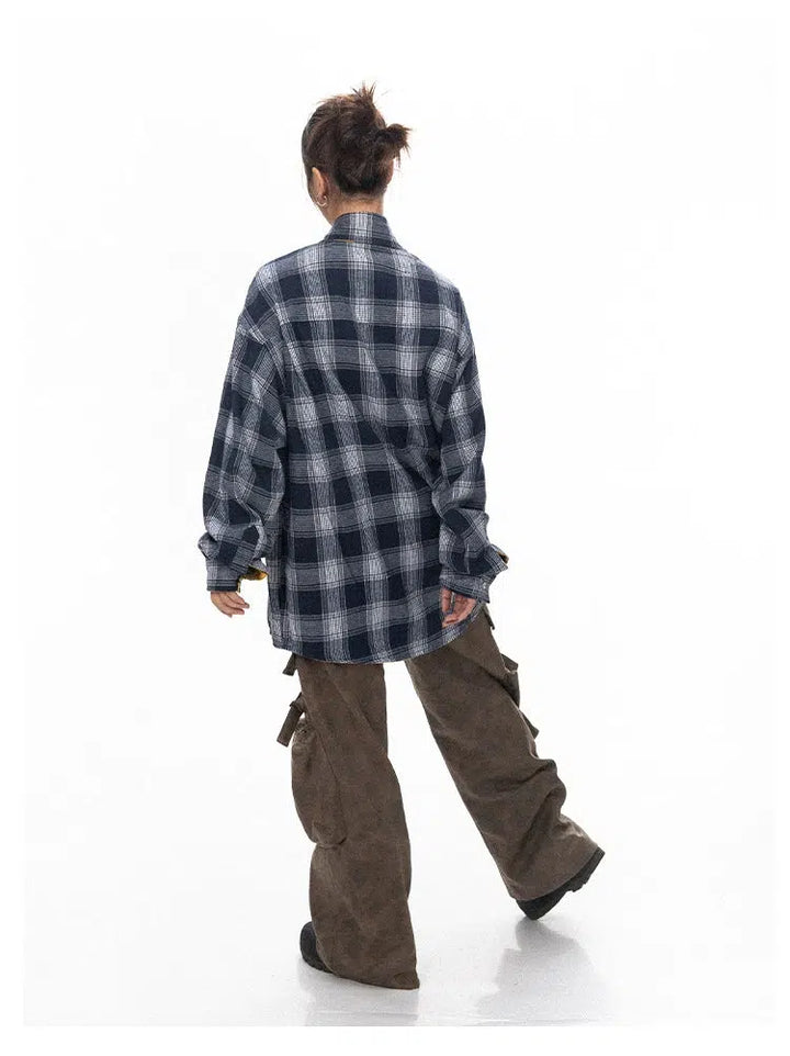 Two-sided Embroidered Plaid Shirt