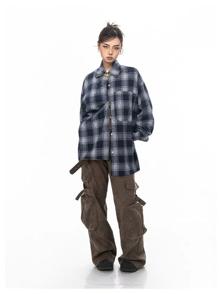 Two-sided Embroidered Plaid Shirt