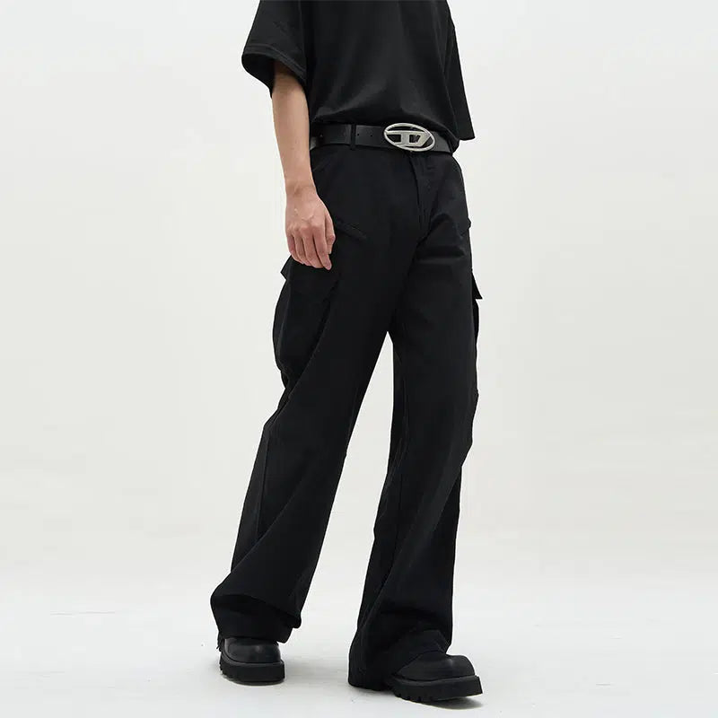 Unisex Elastic Band Straight Pants