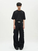 Unisex Elastic Band Straight Pants