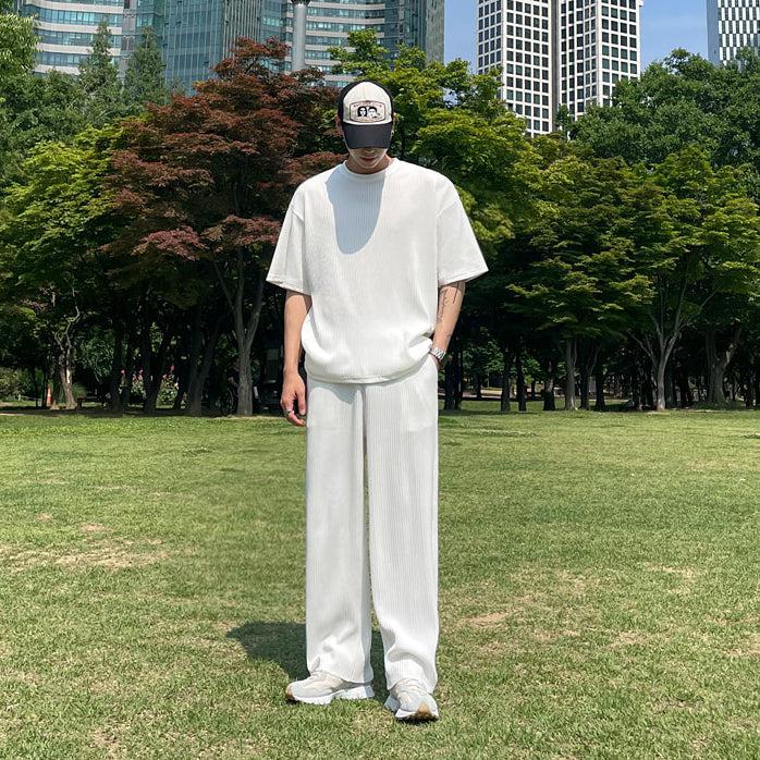 Unisex Pleated Texture Sports Suit