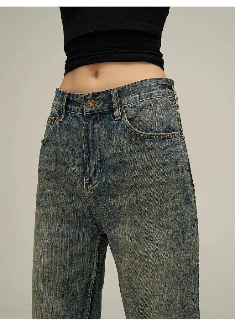 Unisex Regular Fit High Waist Jeans