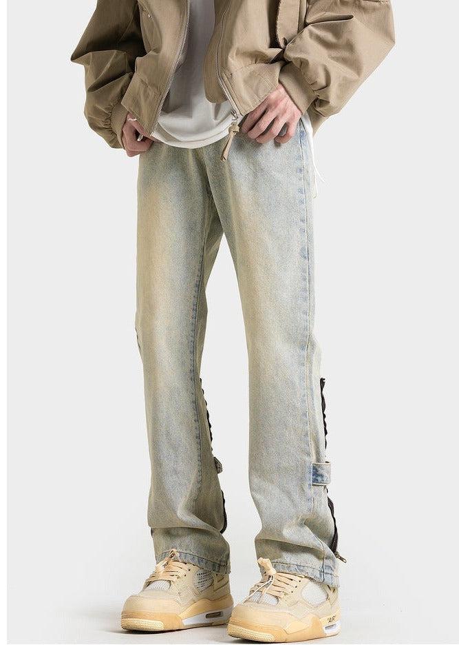 Unisex Retro Slim Fit Zipper Jeans