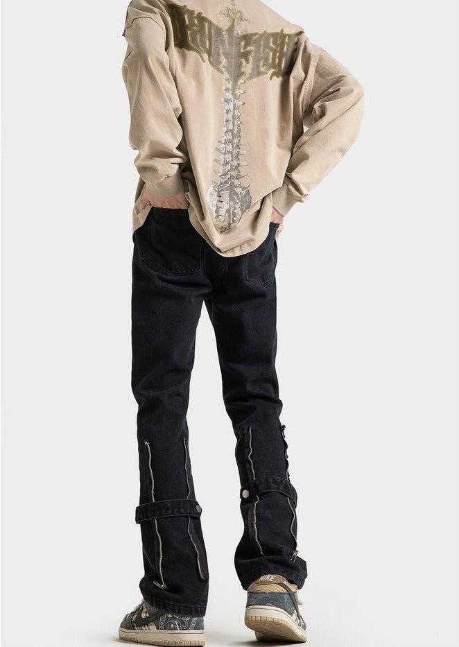Unisex Retro Slim Fit Zipper Jeans