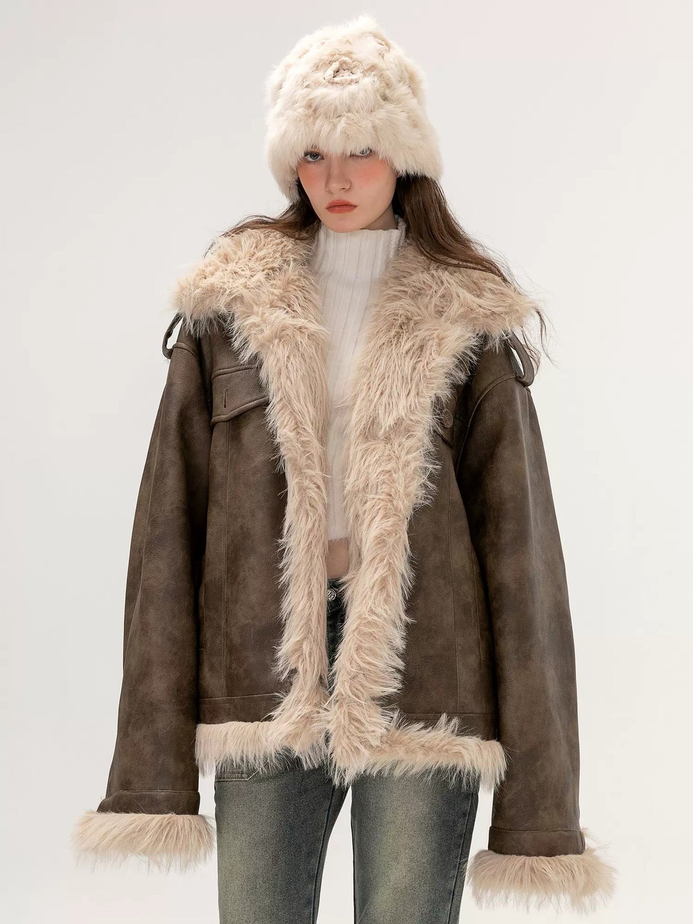Unisex Velvet Faux Fur Leather Jacket The Korean Fashion