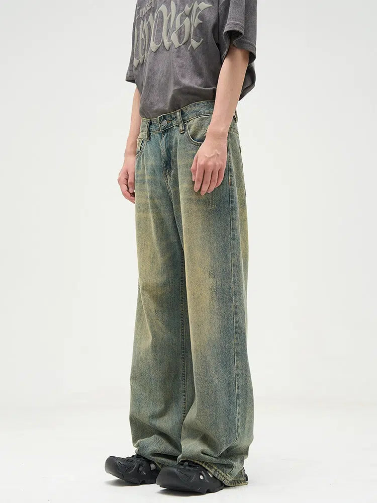 Unisex Washed Retro Wide-leg Pants