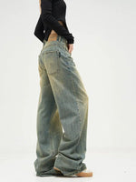 Unisex Washed Retro Wide-leg Pants