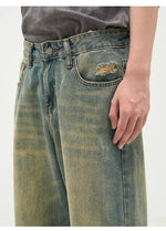 Unisex Washed Retro Wide-leg Pants