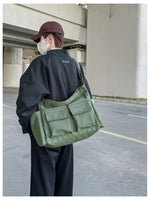 Utility Pockets Casual Canvas Shoulder Bag