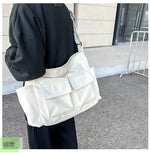 Utility Pockets Casual Canvas Shoulder Bag
