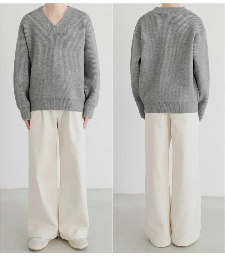 V-Neck Knit Sweater