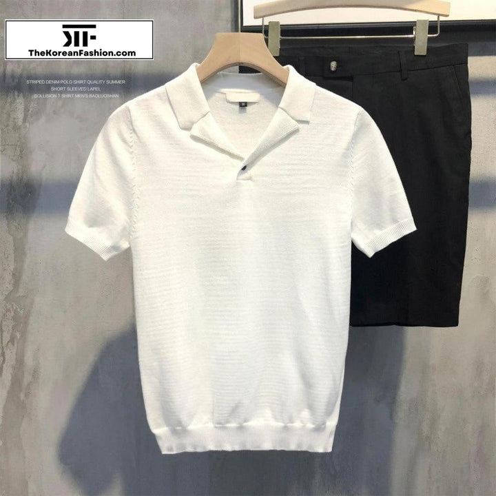 V-Neck Knitted Polo
