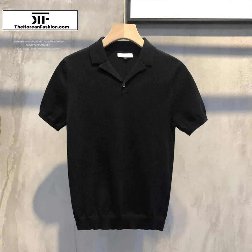 V-Neck Knitted Polo