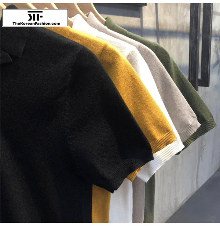 V-Neck Knitted Polo