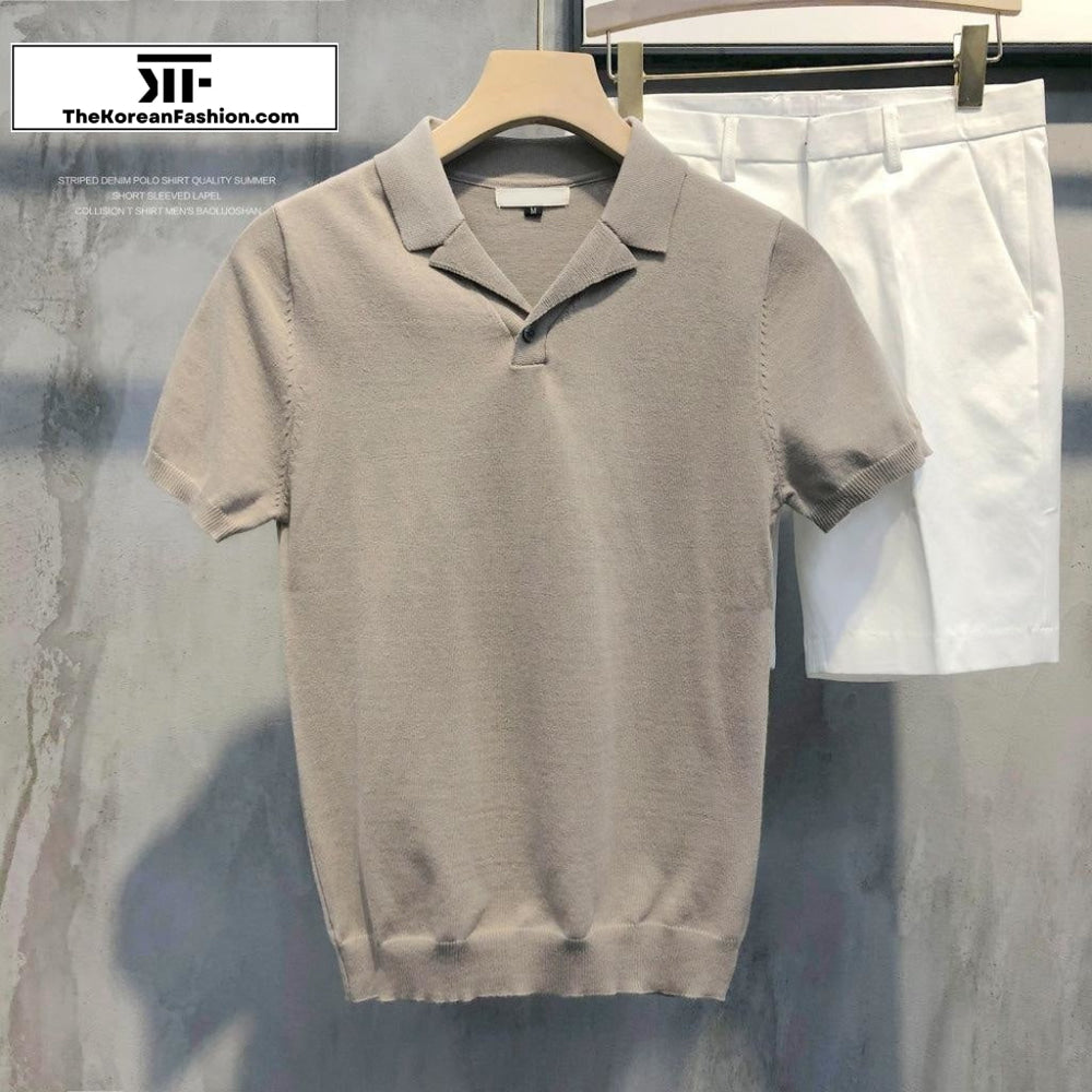 V-Neck Knitted Polo