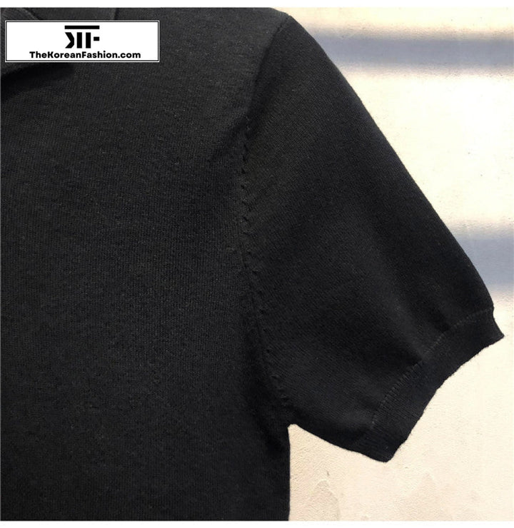 V-Neck Knitted Polo